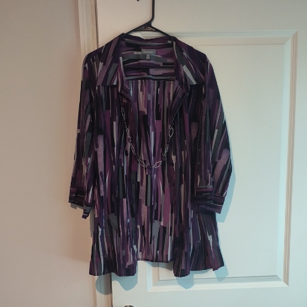 Essentials Purple Patterned Blouse - image 1